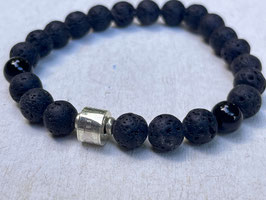 Armband POWER mit Lavastein und Onyx Silber