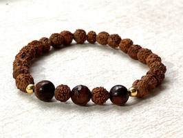 SACRED & COURAGE Armband mit Rudraksha Samen und Tigerauge