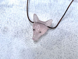 Lederband Wolfskopf Rosenquarz
