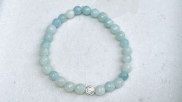RELAX & SMILE Armband Amazonit 6 mm & Muschel Silber