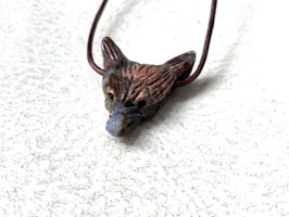 Lederkette mit Wolf Blue Liberty ((Vulkanit)