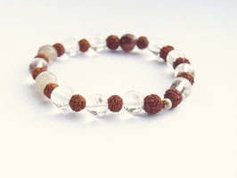 KLARHEIT & ENERGIE Armband mit Bergkristall, Rudraksha Samen und Rutilquarz