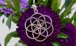 Kette mit Same des Lebens & rosa Turmalin in Silber