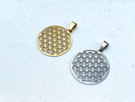 Anhänger Blume des Lebens Edelstahl gold