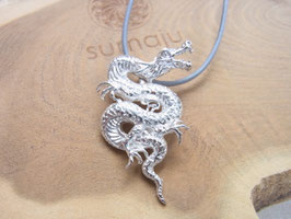 Lederband Drache Silber