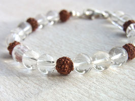 CLARITY Armband mit Bergkristall und Rudraksha Samen aus Nepal