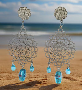 Chandelier-Ohrringe mit Vintage-Glasperlen "ON THE BEACH"