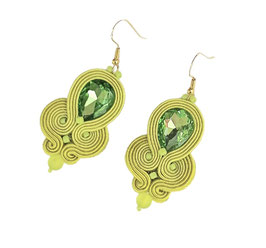 Exquisite, handgemachte Soutache Ohrringe "MARIE GALANTE hellgrün"