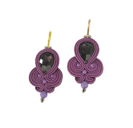 Exquisite, handgemachte Soutache Ohrringe "MARIE GALANTE purple"