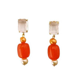 Orange Ohrstecker mit Vintage-Glasperlen "TINY TANGERINE"