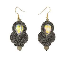 Exquisite, handgemachte Soutache Ohrringe "MARIE GALANTE anthrazit"