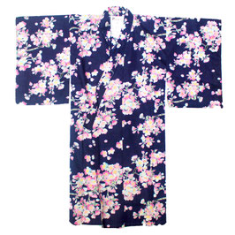 Yukata Enfant  "Branches de Sakura" sur fond bleu marine