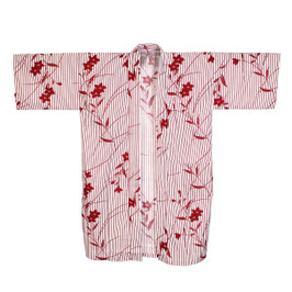 Yukata Rayures et Fleurs Rouges