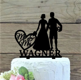 Caketopper Tortenfigur Deko MR MRS FEUERWEHRMANN HOCHZEIT BRAUTPAAR NEU SCHWARZ