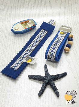 ♥ Geschenkset: Buchzeichen + Schlüsselanhänger Kreta Blau