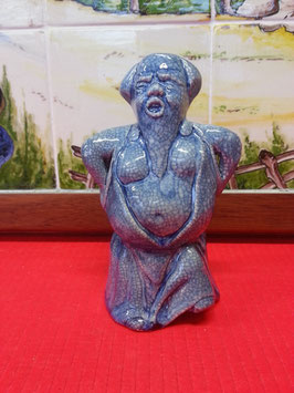 Chinois Chantant Craqulé Bleu Faience de Desvres