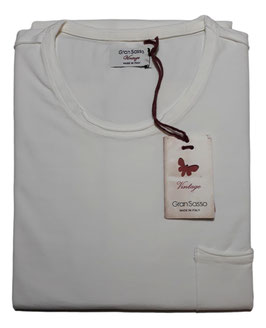 -35% Gran Sasso Vintage T-Shirt Mezza Manica con/taschino Bianco