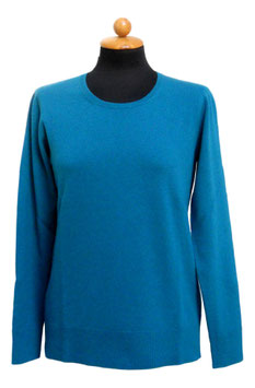 -30% Gran Sasso Donna Girocollo Basic in Cashmere E Lana Petrolio