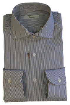 Ingram Camicia Regular Fit Riga Marrone/Bianco