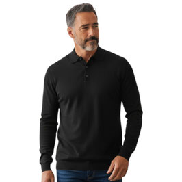 Gran Sasso Polo Uomo Lana Merinos Extra FIne Nero