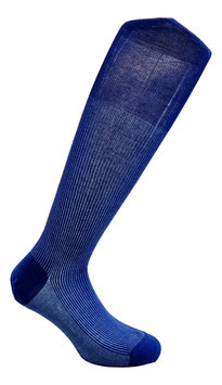 Punto Chiffon Calza Uomo Lunga in Filo di Scozia Doppio Ritorto Waldo Riga Verticale Azzurro