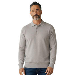 Gran Sasso Polo Uomo Lana Merinos Extra FIne  Beige Nocciola