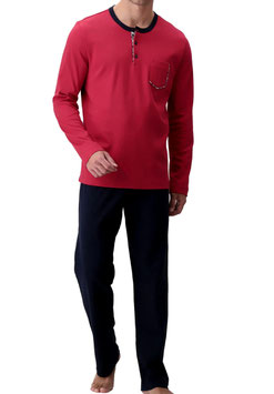 -30% Perofil Pigiama Uomo Serafino Senza Polsi Interlock  Rosso