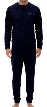 50% Solo tg.48 Perofil Pigiama  Uomo Serafino Con Polsi Jersey Stampa Monopattino - Stampa Blu
