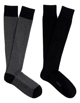 Perofil Calza Lunga Jacquard Bi Pack Cotone Invernale Nero/Grigio