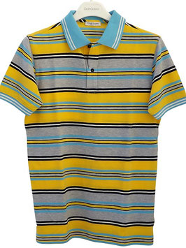 Gran Sasso Polo Uomo Piquet Rigato Giallo/Grigio/turchese