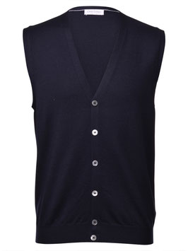 Gran Sasso Gilet Blu Notte Uomo Slim Fit Lana Merinos