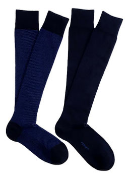 SALDI Perofil Calza Lunga Jacquard Bi Pack Cotone Invernale Blu/Bluette