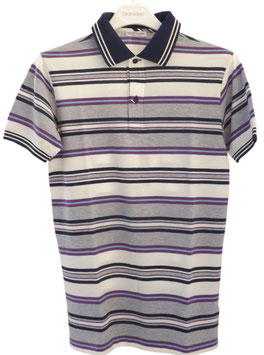 Gran Sasso Polo Uomo Piquet Rigato Blu/Grigio/Bianco/Viola