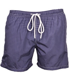 Gran Sasso Costume  Uomo Da Bagno  Boxer Fantasia Geometrica Blu/Bianco con taschino-poschette