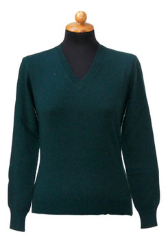 -35% Pullover Donna Cashmere Lana Viscosa Verde Scuro