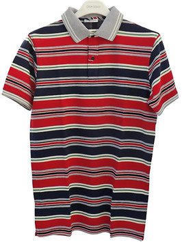 Gran Sasso Polo Uomo Piquet Rigato Rosso/blu/grigio