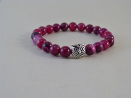 Armband Pink Achat & Eule