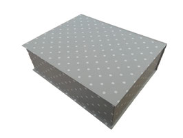 SCATOLA A SPORTELLO POIS BIANCO SU GRIGIO / WHITE POLKA DOTS ON GREY FLIPBOX