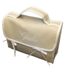 CESTINO ASILO TESSUTO MEDIEVALE CON NOME RICAMATO - KINDERGARTEN BAG MEDIEVALE CLOTH NAME EMBROIDERED