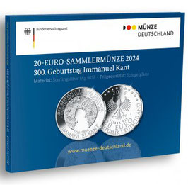 20 Euro Silbermünze 2024 "300. GEBURTSTAG IMMANUEL KANT" Spiegelglanz