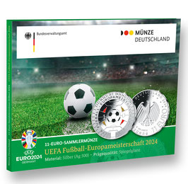 11 Euro Silbermünze 2024 "FUßBALL-EUROPAMEISTERSCHAFT 2024" Spiegelglanz