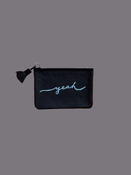 Upcycling Clutch »yeah« hellblau