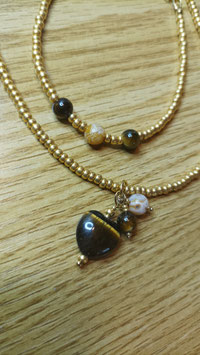 LOU - Bracelet -  Oeil de tigre et agate bambou