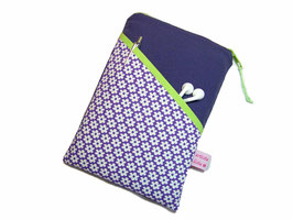 ERT14 eReader Tasche eBook Reader Tablet Hülle Retro Flower lila-grün, Maßanfertigung