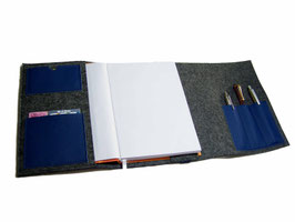 KO11 Kalender Organizer Kalenderhülle Hülle Einband Merino Wollfilz mit Leder und Gummiband für Din A5 Buchkalender Notizbuch