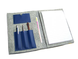 OB6 Organizer inkl. Din A5 Block mit Fach für Tablet (max. 21 x 15 x 1 cm) Merino Wollfilz Filz Leder