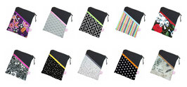 Werde selbst zum Designer: schwarze eReader Tasche mit Stoff-/Farbauswahl eBook Reader Tablet Hülle, Maßanfertigung