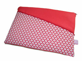 Tablet Notebook Laptop Tasche Retro Flower rot, zwei Reißverschlussfächer, Maßanfertigung