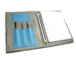 OB7 Organizer inkl. Din A5 Block mit Fach für Tablet (max. 21 x 15 x 1 cm) Merino Wollfilz Filz Leder