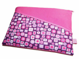 Tablet Notebook Laptop Tasche Retro lila pink, zwei Reißverschlussfächer, Maßanfertigung